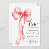 Roze Coquette Strik meisje Baby shower Kaart (Voorkant / Achterkant)