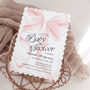 Roze Coquette Strik Meisje Baby Shower Uitnodiging