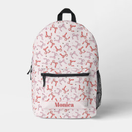 roze coquette strik meisjesachtig script monogram  bedrukte rugzak