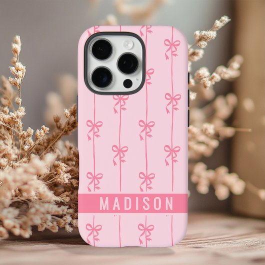 Roze Coquette Strik modern persoonlijk naam meisje Case-Mate iPhone Case