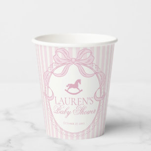 Roze Coquette Strik Paard Baby Shower Papieren Bekers