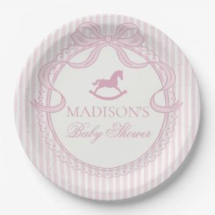 Roze Coquette Strik Paard Baby Shower Papieren Bordje