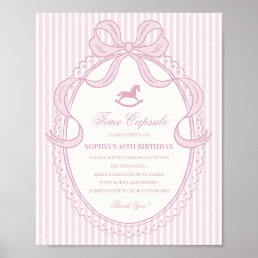 Roze Coquette Strik Paard Tijdscapsule Poster (Voorkant)