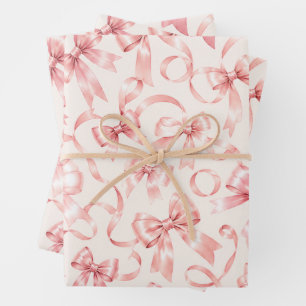 Roze Coquette Strik Papier Meisjesachtig Lint Inpakpapier Vel