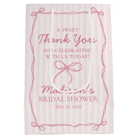 Roze Coquette Strik Pastelkleurig Bruidsfeest Favo Medium Cadeauzakje (Achterkant)