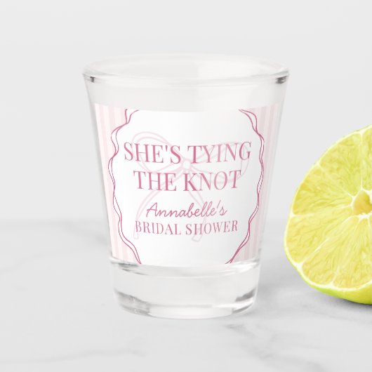 Roze Coquette Strik Pastelkleurig Bruidsfeest Favo Shot Glas (Voorkant)