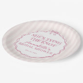 Roze Coquette Strik Pastelkleurige Bruidsdouche Br Papieren Bordje (Gekanteld)