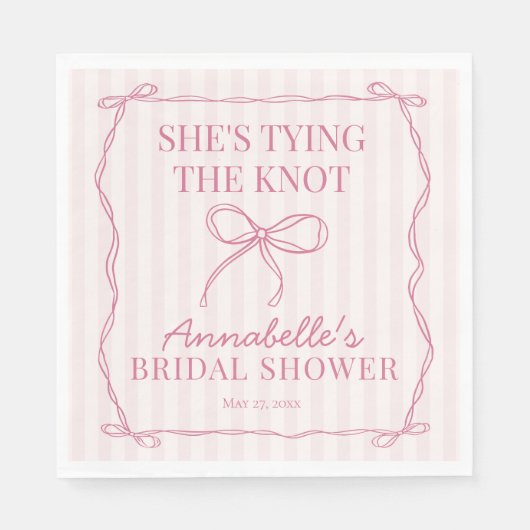 Roze Coquette Strik Pastelkleurige Bruiloft Desser Servet (Voorkant)