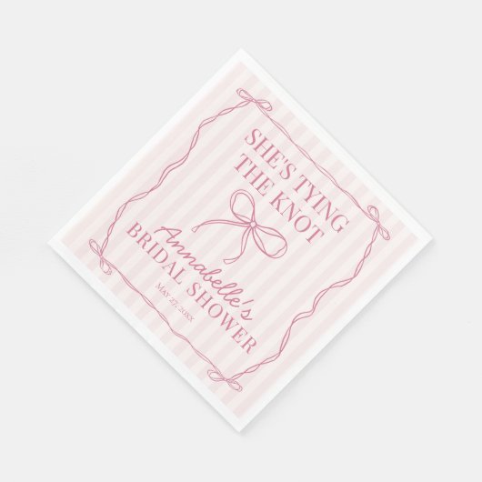 Roze Coquette Strik Pastelkleurige Bruiloft Desser Servet (Hoek)