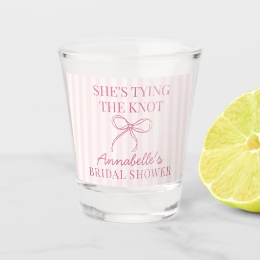 Roze Coquette Strik Pastelkleurige Knoop Bruiloft  Shot Glas (Voorkant)