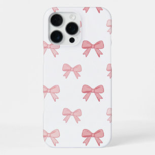 Roze Coquette Strik Patroon Elegante Hoes voor Tel iPhone 16 Pro Max Hoesje