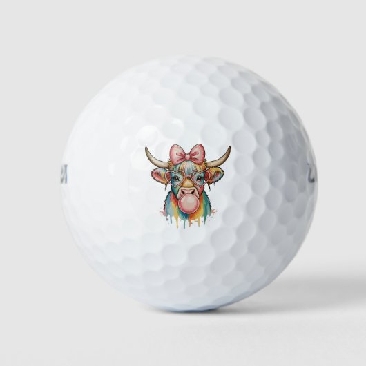 Roze Coquette Strik Roheiland Koe Bubblegum Golfballen (Voorkant)