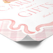 Roze Coquette Strik Roze Beer Plaid Kaarten & Cade Poster (Hoek)