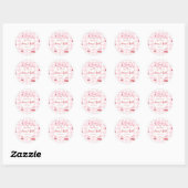 Roze Coquette Strik Roze Kers Eerste Verjaardagsfe Ronde Sticker (Vel)