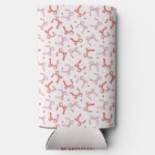 roze coquette strik roze script monogram naam seltzer blikjeskoeler (Achterkant)