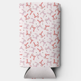 roze coquette strik roze script monogram naam seltzer blikjeskoeler