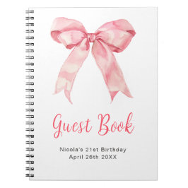 Roze Coquette Strik Verjaardagsfeest Gastboek Notitieboek