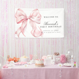 Roze Coquette Strik Verjaardagsfeest Welkomstbord Spandoek