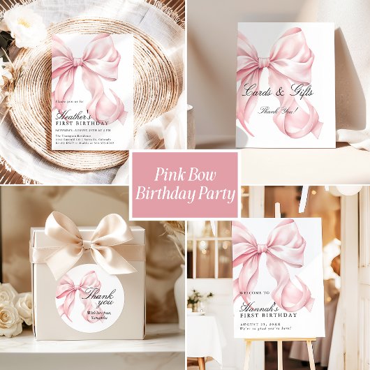 Roze Coquette Strik Verjaardagsfeest Welkomstbord Wandkleed