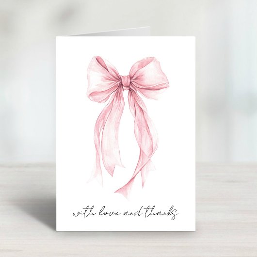 Roze Coquette Strik Watercolor Bruiloft Feest Bedankkaart