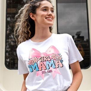 Roze Coquette Strik Watereffect Bloem Meisje Moede T-shirt