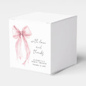 Roze Coquette Strik Waterverf Bruidsdouche Bedankdoosjes (Voorkant Zijde)