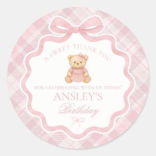 Roze Coquette Strikbeer Schotse Kleren Eerste Verj Ronde Sticker