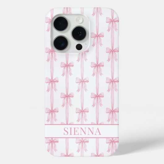 Roze Coquette Strikjes Gestreept Met Initialen Case-Mate iPhone Case (Achterkant)
