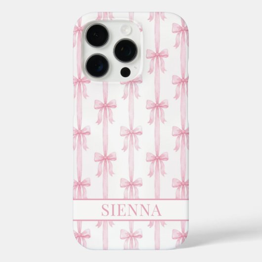 Roze Coquette Strikjes Gestreept Met Initialen Case-Mate iPhone Case (Achterkant)