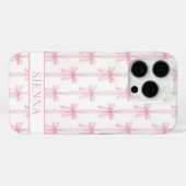 Roze Coquette Strikjes Gestreept Met Initialen Case-Mate iPhone Case (Achterkant (horizontaal))