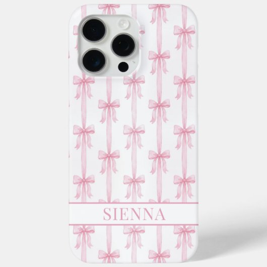 Roze Coquette Strikjes Gestreept Met Initialen Case-Mate iPhone Case (Achterkant)