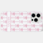Roze Coquette Strikjes Gestreept Met Initialen Case-Mate iPhone Case (Achterkant (horizontaal))