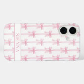 Roze Coquette Strikjes Gestreept Met Initialen Case-Mate iPhone Case (Achterkant (horizontaal))