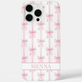 Roze Coquette Strikjes Gestreept Met Initialen iPhone 16 Pro Max Hoesje