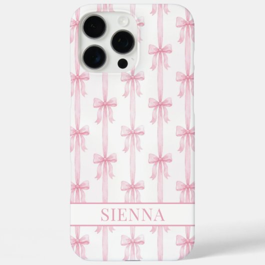 Roze Coquette Strikjes Gestreept Met Initialen Case-Mate iPhone Case (Achterkant)