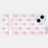 Roze Coquette Strikjes Gestreept Met Initialen Case-Mate iPhone Case (Achterkant (horizontaal))