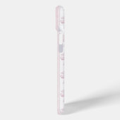 Roze Coquette Strikjes op Strepen met Initialen Case-Mate iPhone Case (Achterkant / Links)