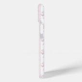 Roze Coquette Strikjes op Strepen met Monogram Case-Mate iPhone Case (Achterkant / Links)