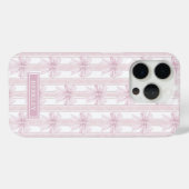 Roze Coquette Strikjes op Strepen Monogram Case-Mate iPhone Case (Achterkant (horizontaal))