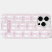Roze Coquette Strikjes op Strepen Monogram Case-Mate iPhone Case (Achterkant (horizontaal))