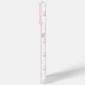 Roze Coquette Strikjes op Strepen Monogram Case-Mate iPhone Case (Achterkant / Links)