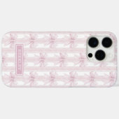 Roze Coquette Strikjes op Strepen Monogram Case-Mate iPhone Case (Achterkant (horizontaal))