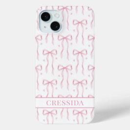 Roze Coquette Strikken met Monogram iPhone 15 Mini Hoesje