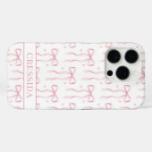 Roze Coquette Strikken met Monogram Case-Mate iPhone Case (Achterkant (horizontaal))
