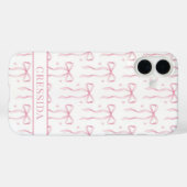 Roze Coquette Strikken met Monogram Case-Mate iPhone Case (Achterkant (horizontaal))