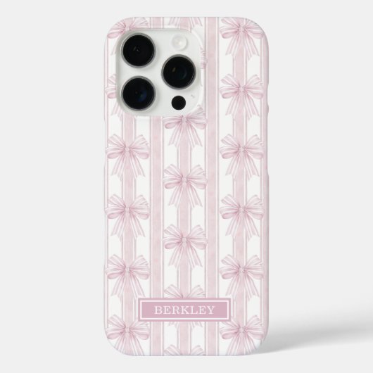 Roze Coquette Strikken op Strepen Monogram Case-Mate iPhone Case (Achterkant)