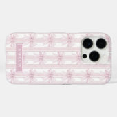 Roze Coquette Strikken op Strepen Monogram Case-Mate iPhone Case (Achterkant (horizontaal))