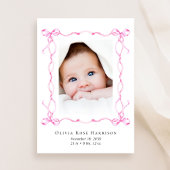 Roze Coquette Strikken Waterverf Foto Meisje Geboo Aankondiging