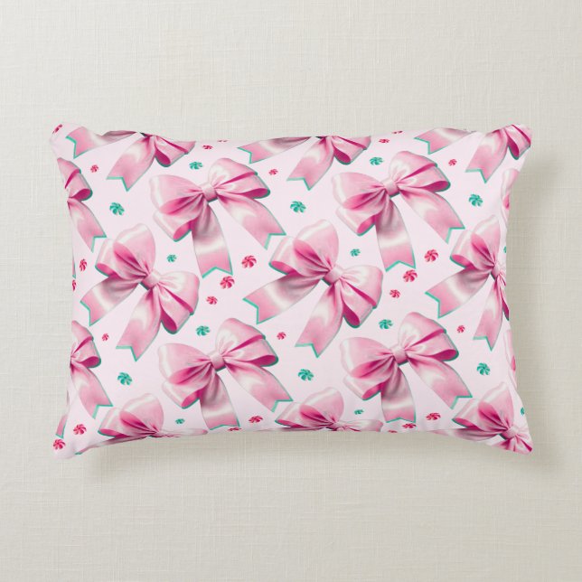 Roze Coquette Strikpatroon Accent Kussen (Voorkant)