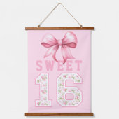 Roze Coquette Sweet 16 Universiteit Hangend Wandkleed (Voorkant)